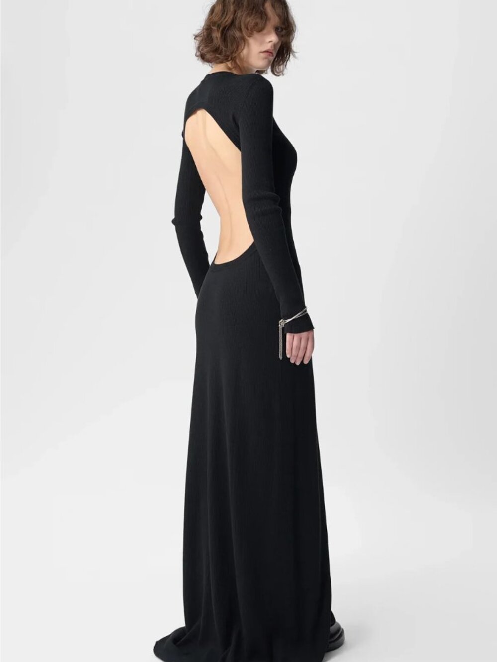 Ann Demeulemeester Black Eva Open Back Knitted Maxi Dress